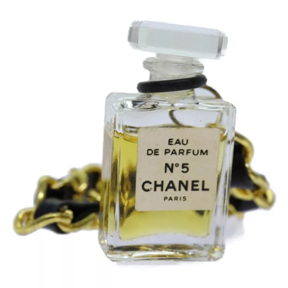 CHANEL Perfume Necklace Gold CC Authentic
